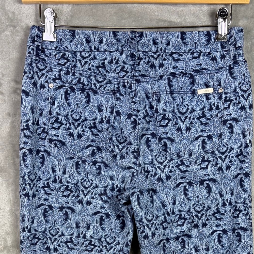 Chico's So Slimming Girlfriend Ankle Pants Paisley Bohemian Stretch Size 0 - Picture 5 of 12
